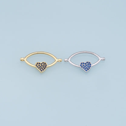 Gold Oval Heart Connector Charms,18K Gold Filled CZ Heart Pendant,Heart Charm Bracelet Necklace for DIY Jewelry Making Supply