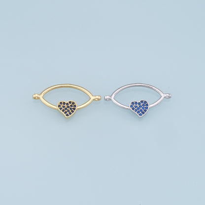 18K Gold Filled Cubic Zirconia Heart Connector for Jewelry Making