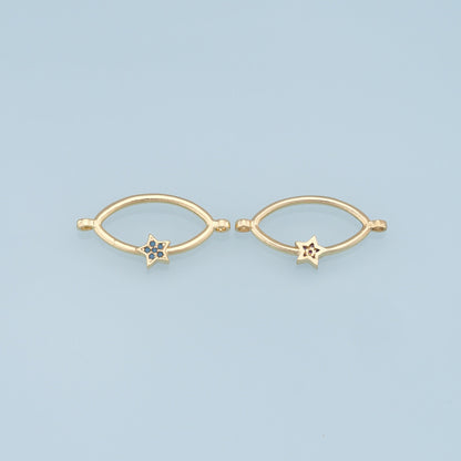 Gold Oval Star Connector Charms,18K Gold Filled Star Pendant,CZ Star Charm Bracelet Necklace for DIY Jewelry Making Supply