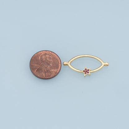 Gold Oval Star Connector Charms,18K Gold Filled Star Pendant,CZ Star Charm Bracelet Necklace for DIY Jewelry Making Supply