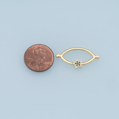 Gold Oval Star Connector Charms,18K Gold Filled Star Pendant,CZ Star Charm Bracelet Necklace for DIY Jewelry Making Supply