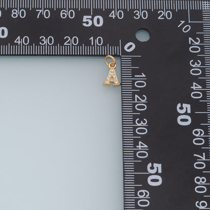 18K Gold Filled Cubic Zirconia Letter Charm Pendant for Jewelry Making