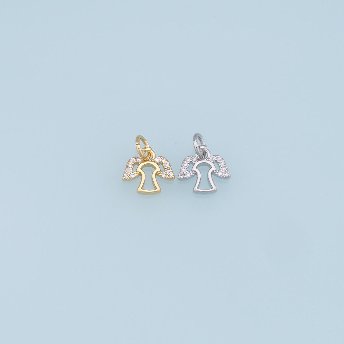 Gold Angel Charms,18K Gold Filled CZ Angel Pendant,Angel Charm Bracelet Necklace for DIY Jewelry Making Supply
