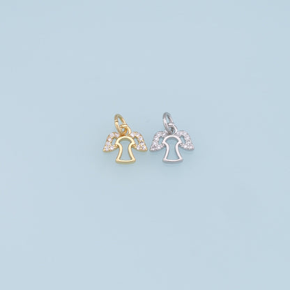 Gold Angel Charms,18K Gold Filled CZ Angel Pendant,Angel Charm Bracelet Necklace for DIY Jewelry Making Supply