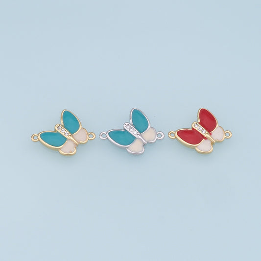 Gold Butterfly Connector Charms,18K Gold Filled Enamel Butterfly Pendant,Butterfly Charm Bracelet Necklace for DIY Jewelry Making Supply