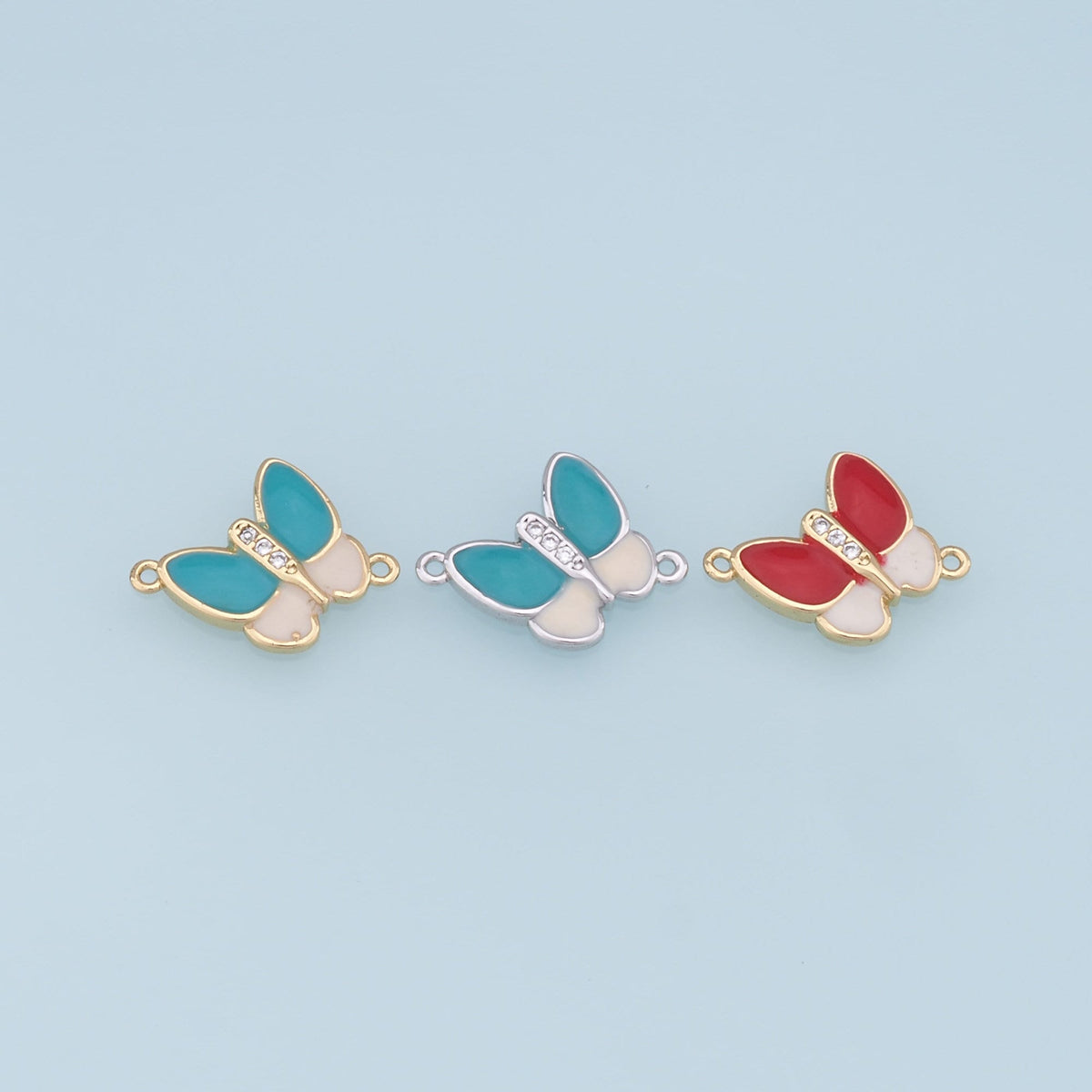18K Gold Filled Enamel Butterfly Connector for Jewelry Making