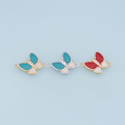 18K Gold Filled Enamel Butterfly Connector for Jewelry Making
