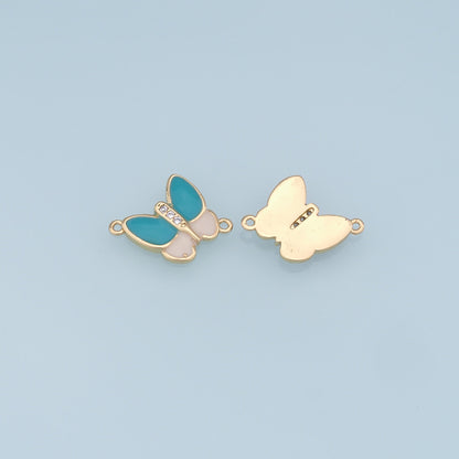 Gold Butterfly Connector Charms,18K Gold Filled Enamel Butterfly Pendant,Butterfly Charm Bracelet Necklace for DIY Jewelry Making Supply