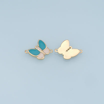 18K Gold Filled Enamel Butterfly Connector for Jewelry Making