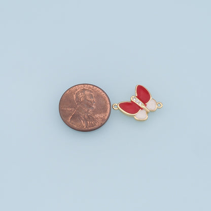 18K Gold Filled Enamel Butterfly Connector for Jewelry Making