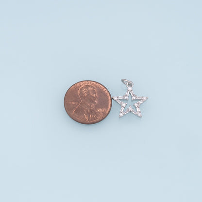 18K Gold Filled Star CZ Charm Pendant for Jewelry Making