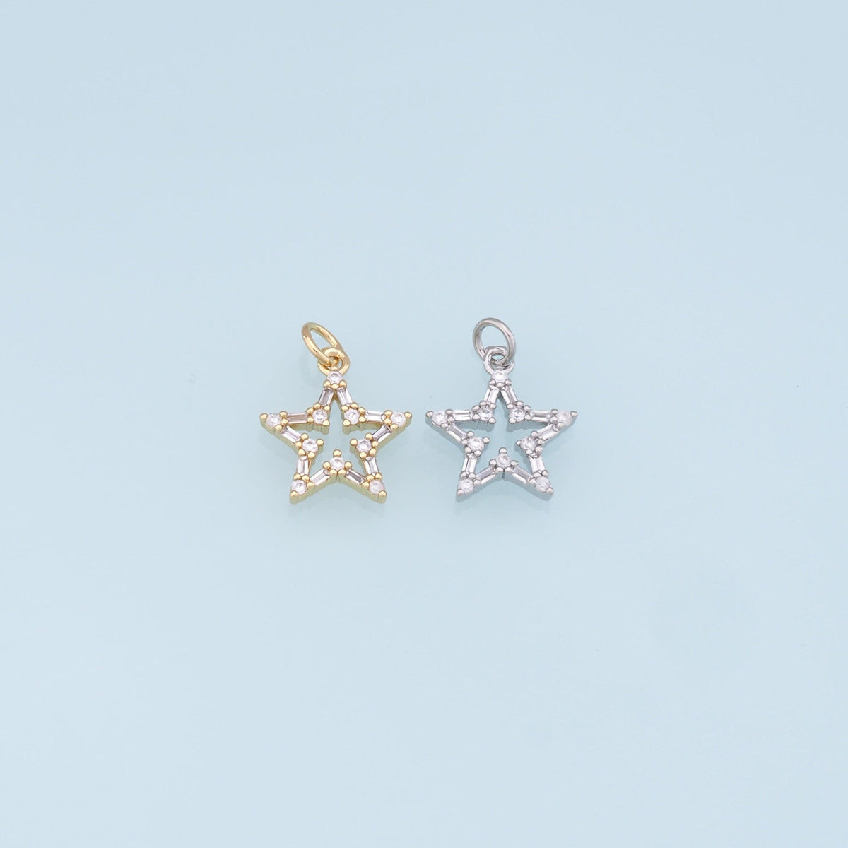 18K Gold Filled Star CZ Charm Pendant for Jewelry Making