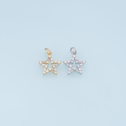 18K Gold Filled Star CZ Charm Pendant for Jewelry Making