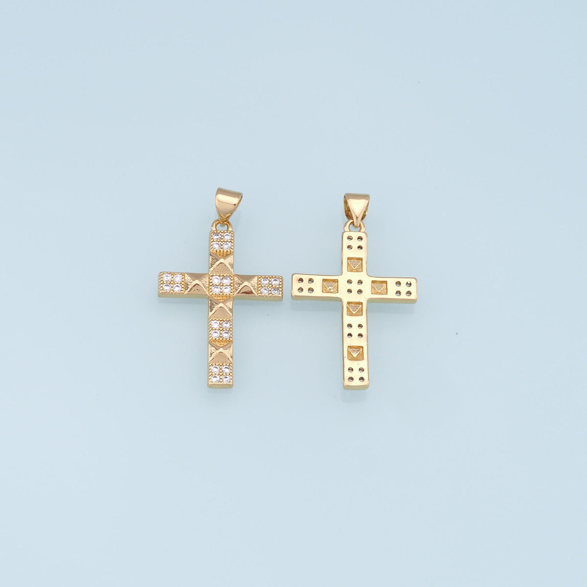 18K Gold Filled Cross Pendant,Cross Charm Bracelet Necklace for DIY Jewelry Making Supply