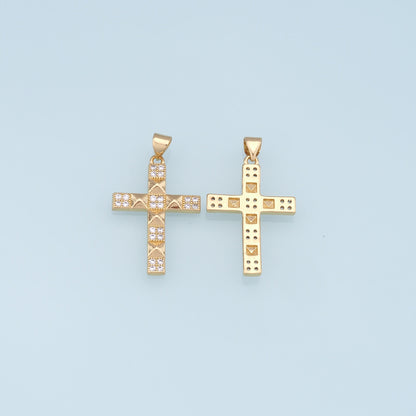 18K Gold Filled Cross Pendant,Cross Charm Bracelet Necklace for DIY Jewelry Making Supply