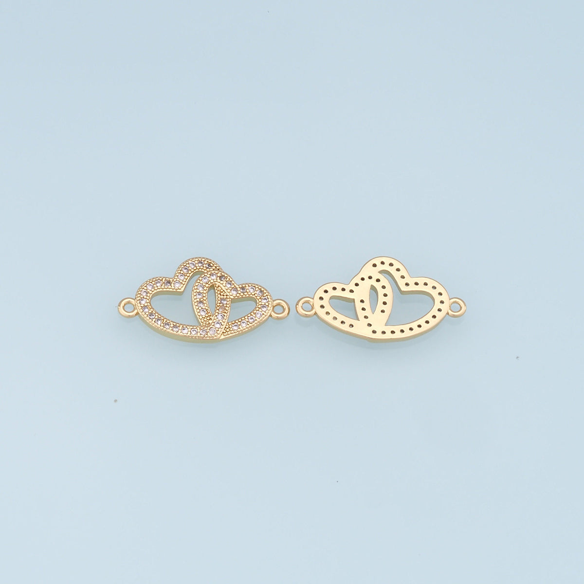 Gold Heart Connector Charms,18K Gold Filled Heart Pendant,Heart Charm Bracelet Necklace for DIY Jewelry Making Supply