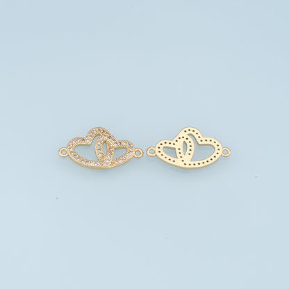 Gold Heart Connector Charms,18K Gold Filled Heart Pendant,Heart Charm Bracelet Necklace for DIY Jewelry Making Supply