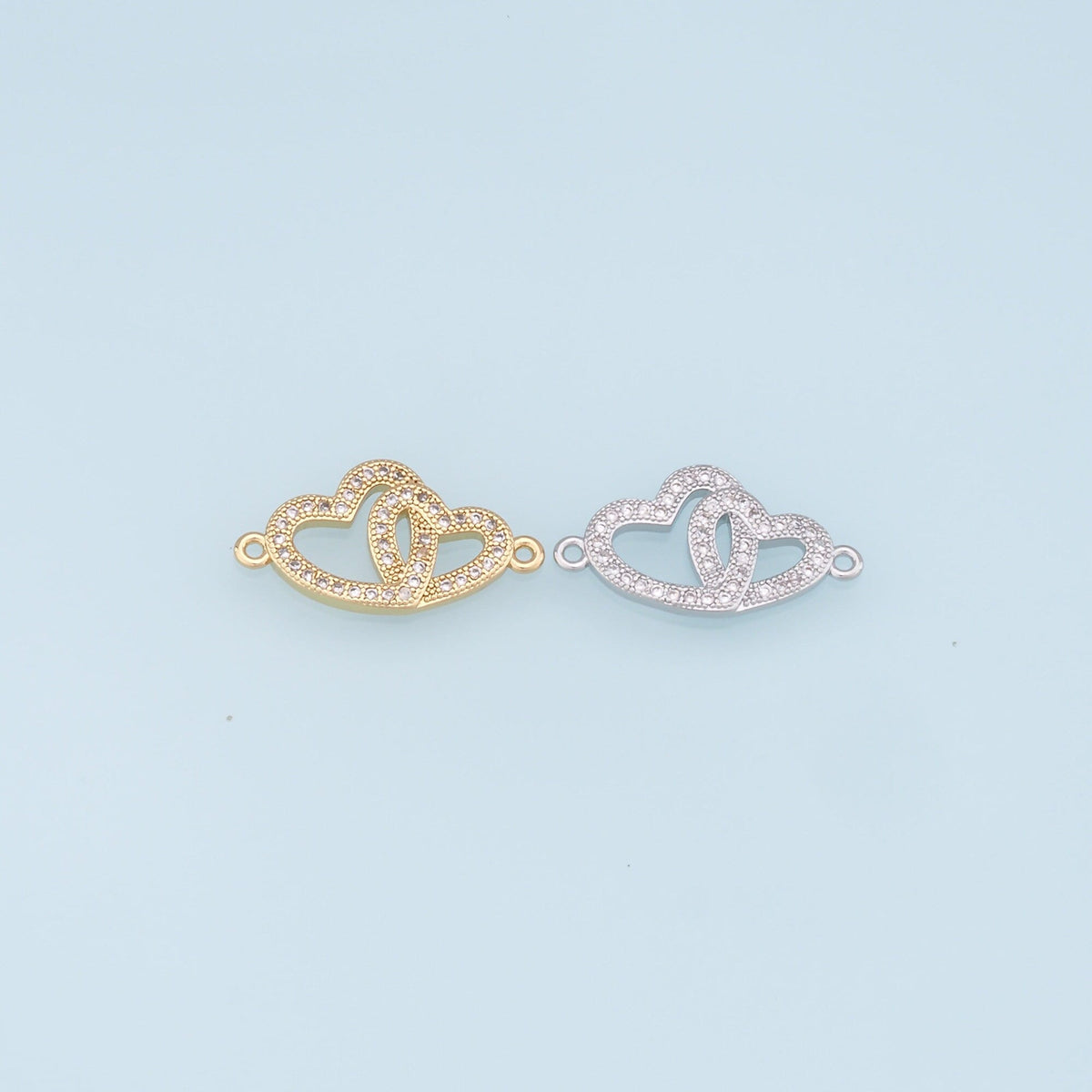 Gold Heart Connector Charms,18K Gold Filled Heart Pendant,Heart Charm Bracelet Necklace for DIY Jewelry Making Supply