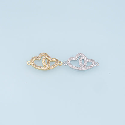 Gold Heart Connector Charms,18K Gold Filled Heart Pendant,Heart Charm Bracelet Necklace for DIY Jewelry Making Supply