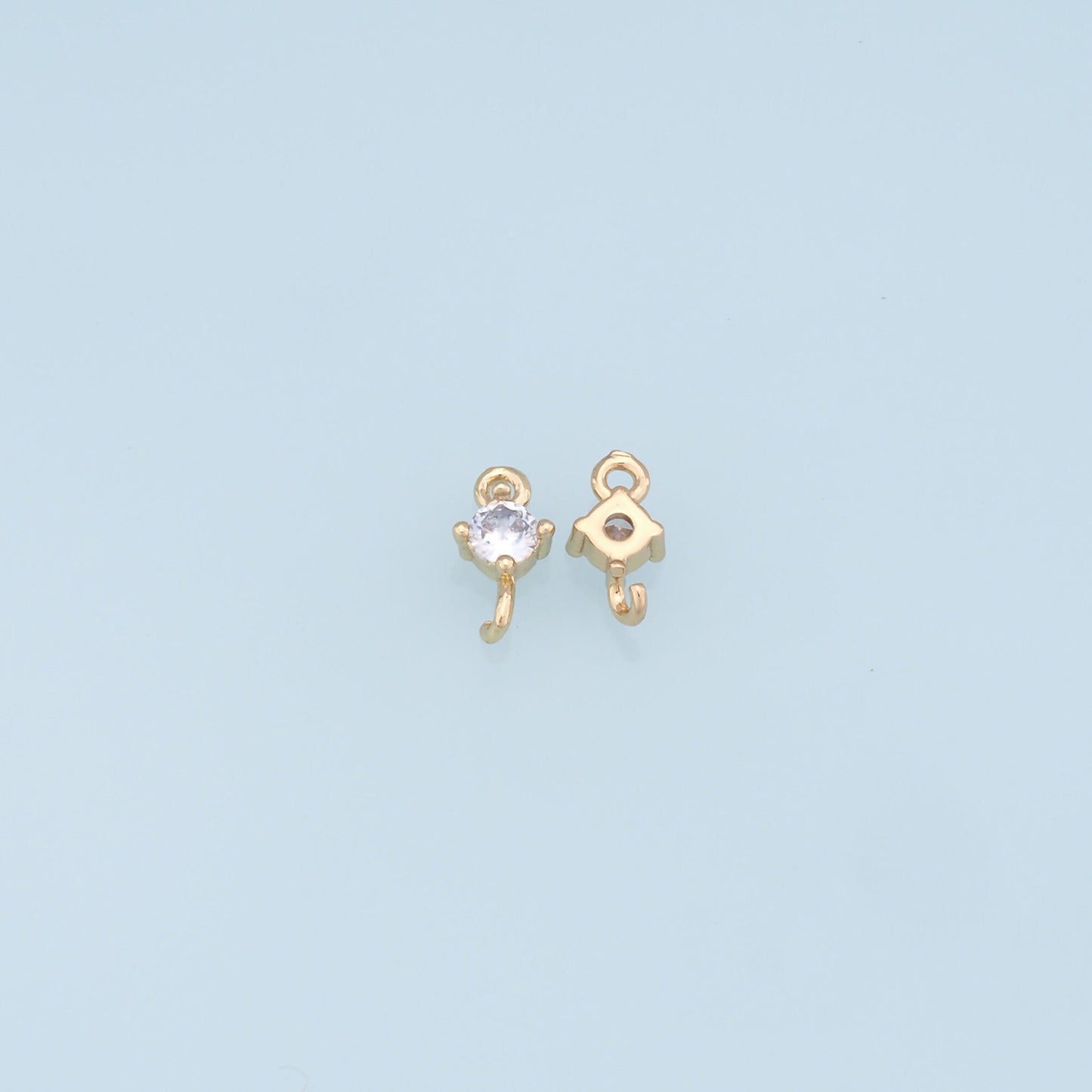 Gold tiny Round Charms,18K Gold Filled CZ Round Pendant,Silver Round Charm Bracelet Necklace for DIY Jewelry Making Supply