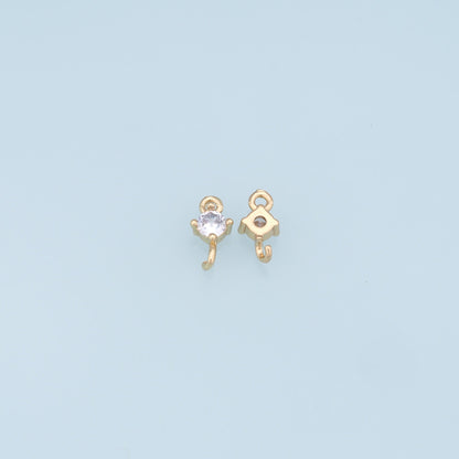 Gold tiny Round Charms,18K Gold Filled CZ Round Pendant,Silver Round Charm Bracelet Necklace for DIY Jewelry Making Supply