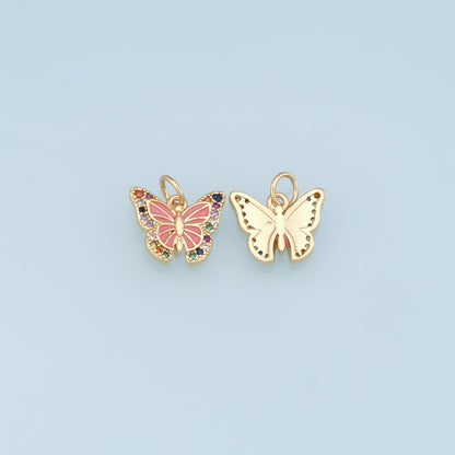 Colorful Gold Butterfly Charms,18K Gold Filled Butterfly Pendant,Butterfly Charm Bracelet Necklace for DIY Jewelry Making Supply