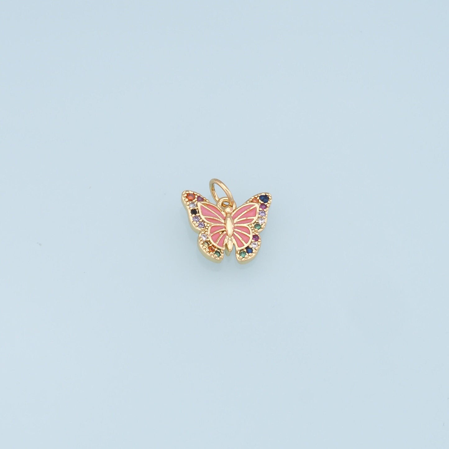 Colorful Gold Butterfly Charms,18K Gold Filled Butterfly Pendant,Butterfly Charm Bracelet Necklace for DIY Jewelry Making Supply