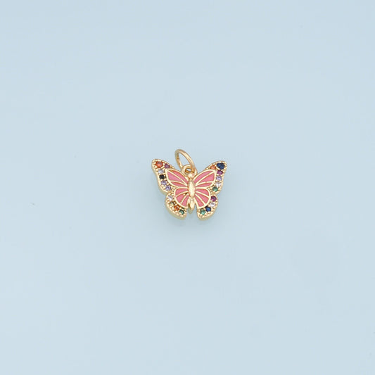 Colorful Gold Butterfly Charms,18K Gold Filled Butterfly Pendant,Butterfly Charm Bracelet Necklace for DIY Jewelry Making Supply