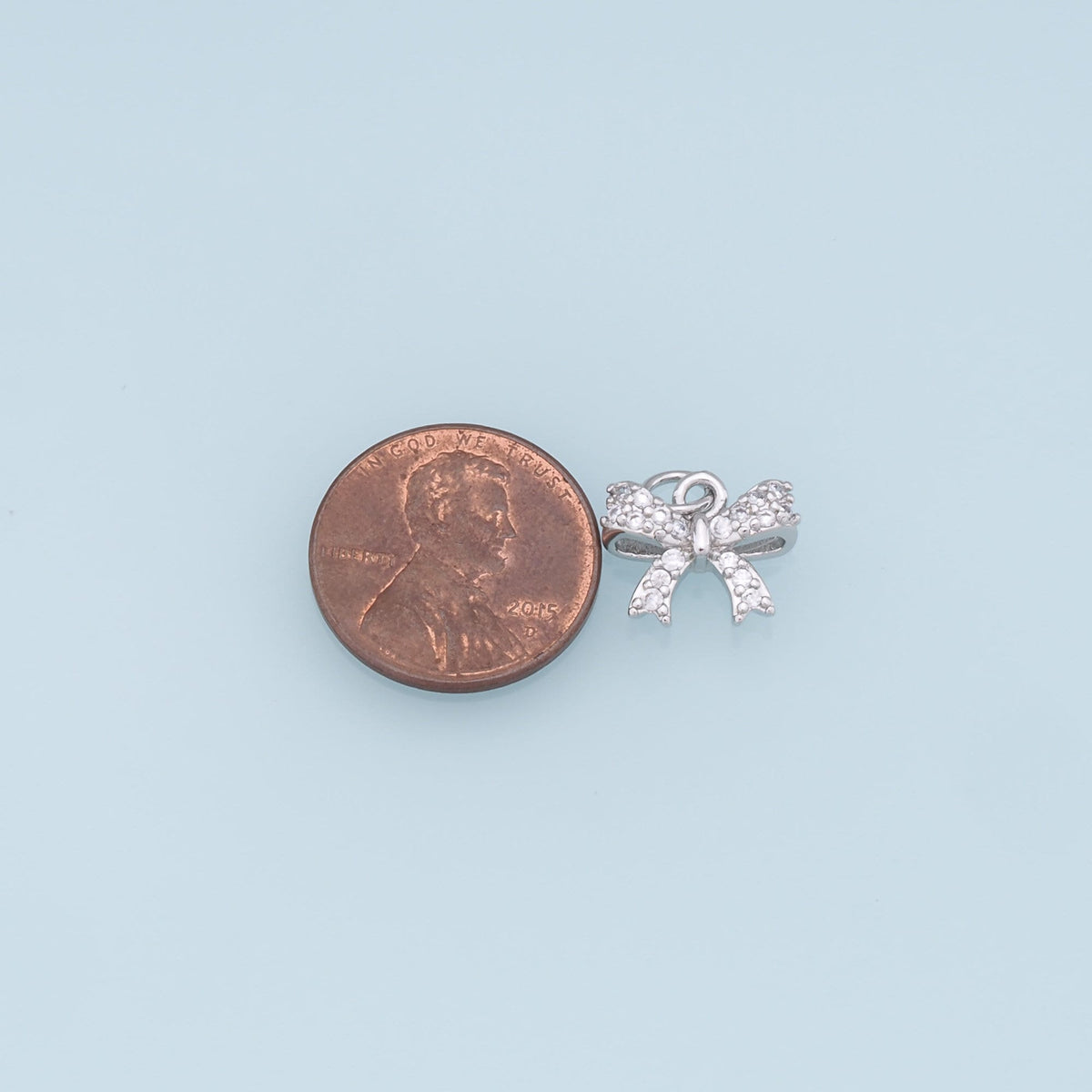 18K Gold Filled Cubic Zirconia Bow Charm Pendant for Jewelry Making