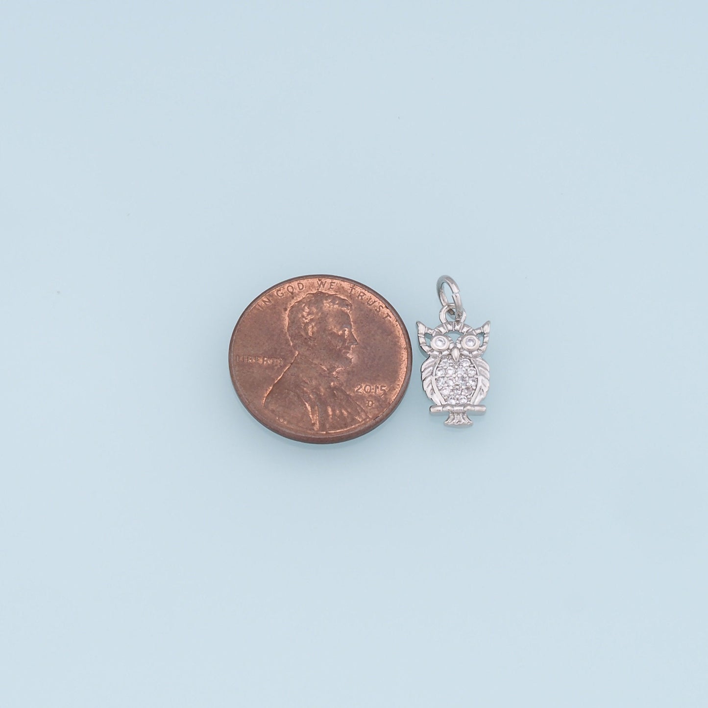 Gold Owl Charms,18K Gold Filled owl Pendant,CZ owl Charm Bracelet Necklace for DIY Jewelry Making Supply