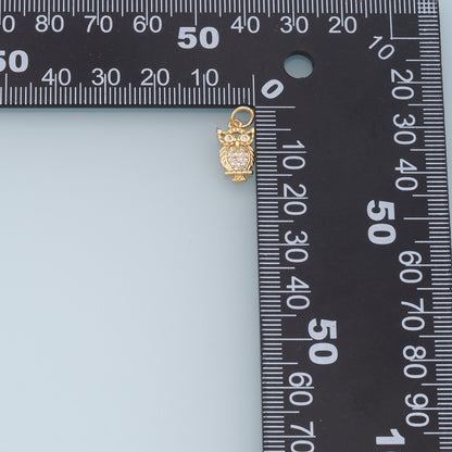 Gold Owl Charms,18K Gold Filled owl Pendant,CZ owl Charm Bracelet Necklace for DIY Jewelry Making Supply