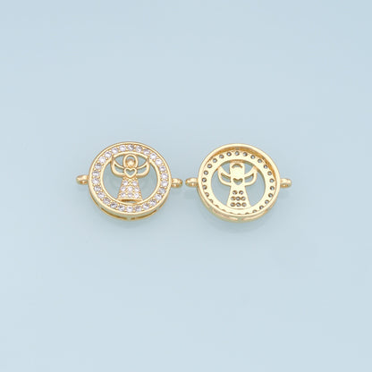 Gold Angel Connector Charms,18K Gold Filled CZ Angel Pendant,Angel Charm Bracelet Necklace for DIY Jewelry Making Supply