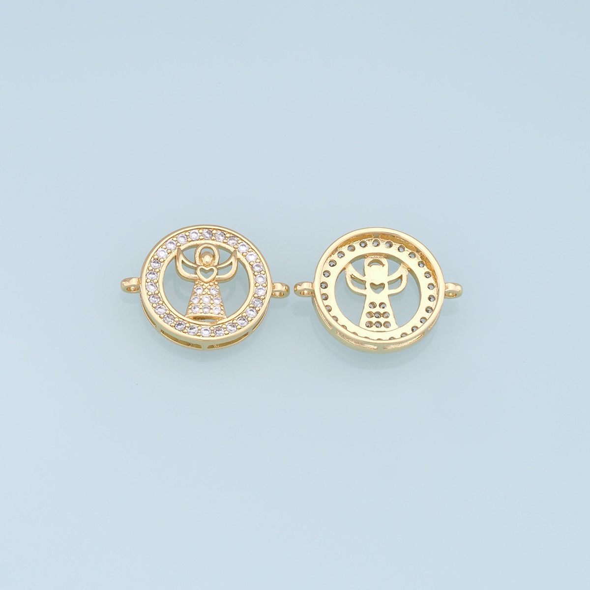 18K Gold Filled Cubic Zirconia Angel Connector for Jewelry Making