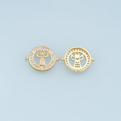 18K Gold Filled Cubic Zirconia Angel Connector for Jewelry Making