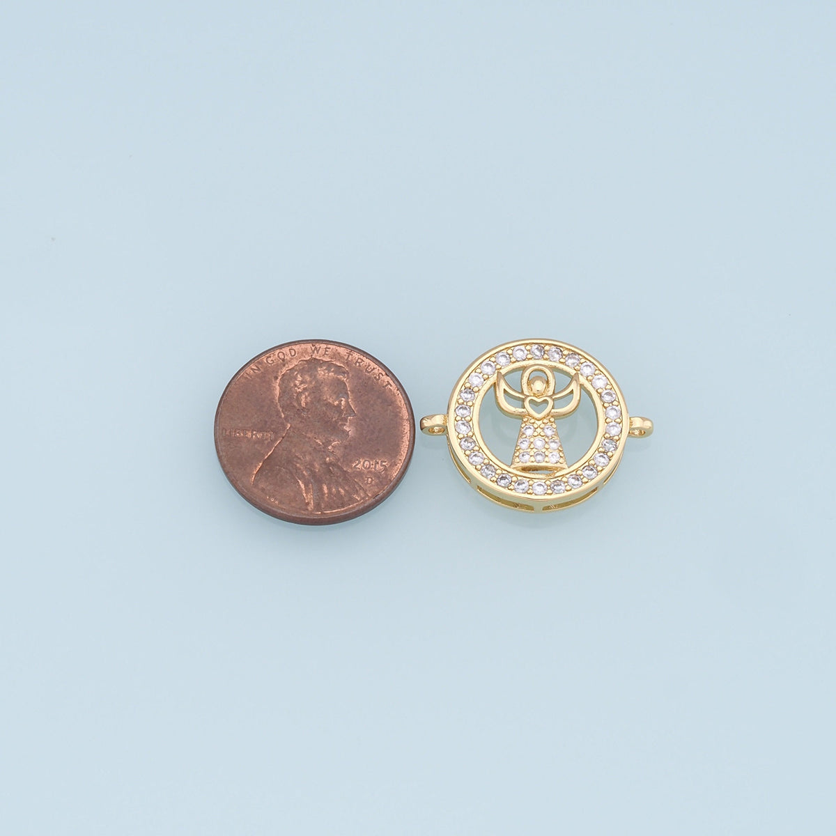 18K Gold Filled Cubic Zirconia Angel Connector for Jewelry Making