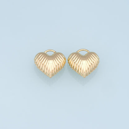 Gold Heart Charms,18K Gold Filled Heart Pendant,Heart Charm Bracelet Necklace for DIY Jewelry Making Supply