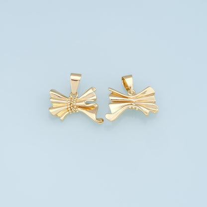 Gold Bow Charms,18K Gold Filled Bow Pendant,bow tie Charm Bracelet Necklace for DIY Jewelry Making Supply