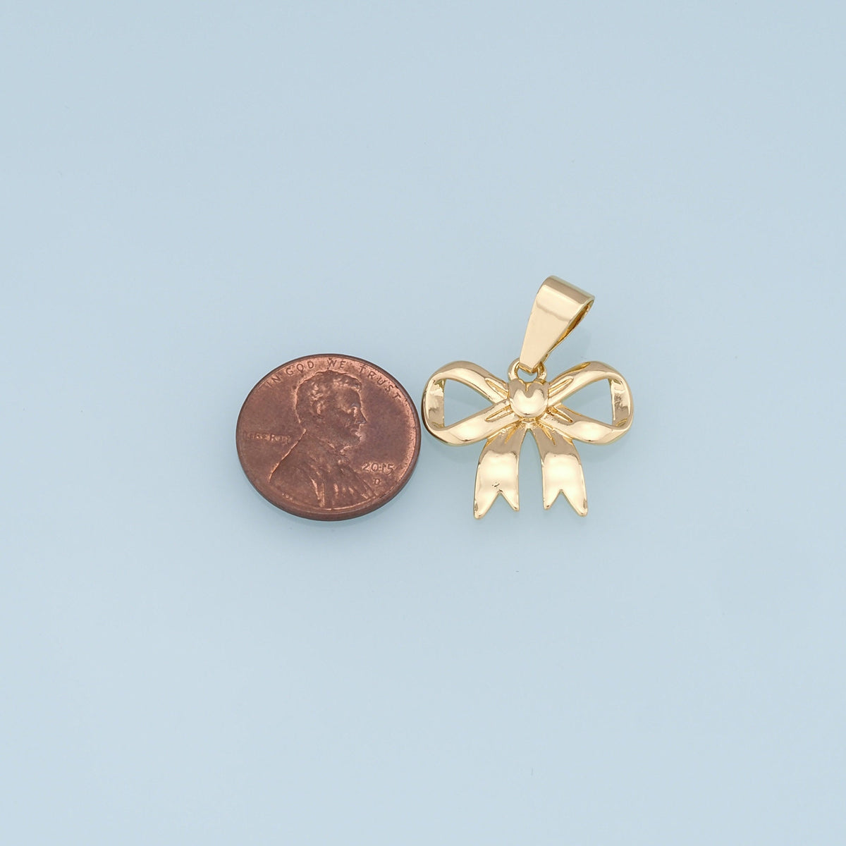 18K Gold Filled Bow Charm Pendant for Jewelry Making