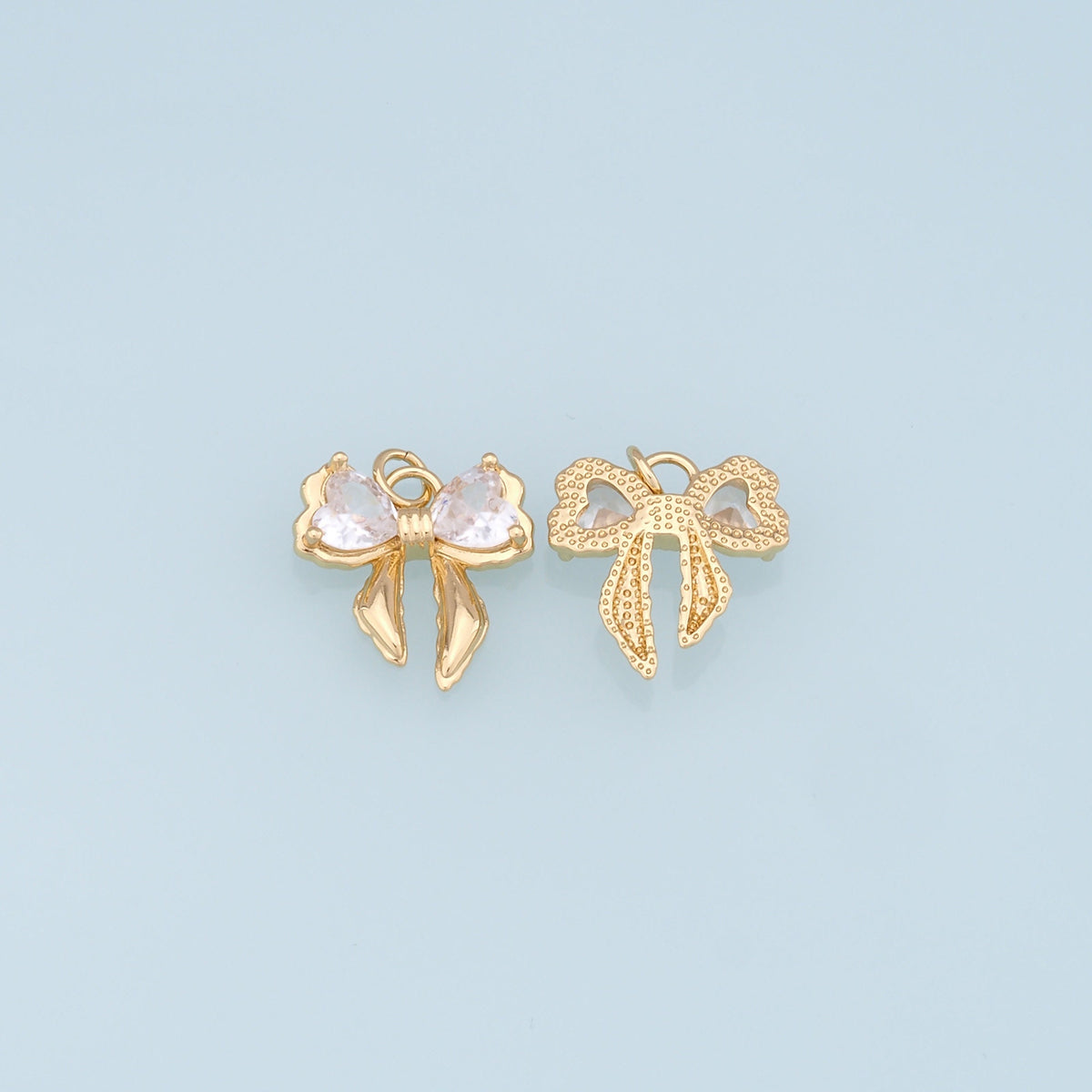 Gold Bow Charms,18K Gold Filled Bow Pendant,bow tie Charm Bracelet Necklace for DIY Jewelry Making Supply
