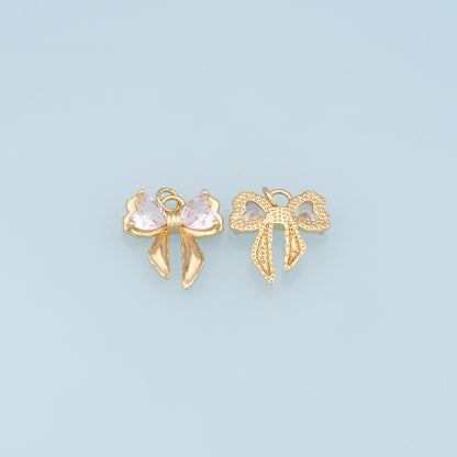 Gold Bow Charms,18K Gold Filled Bow Pendant,bow tie Charm Bracelet Necklace for DIY Jewelry Making Supply