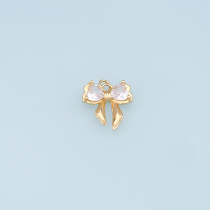 Gold Bow Charms,18K Gold Filled Bow Pendant,bow tie Charm Bracelet Necklace for DIY Jewelry Making Supply