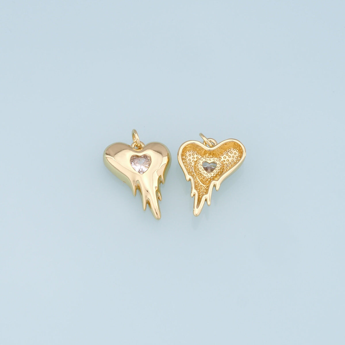 Gold Heart Charms,18K Gold Filled Heart Pendant,Heart Charm Bracelet Necklace for DIY Jewelry Making Supply