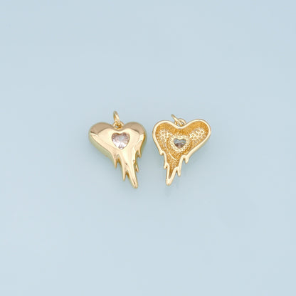 Gold Heart Charms,18K Gold Filled Heart Pendant,Heart Charm Bracelet Necklace for DIY Jewelry Making Supply