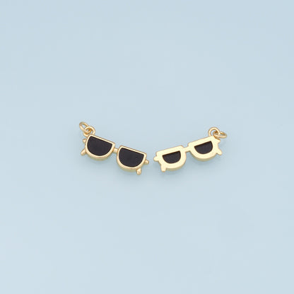 Gold Glasses Charms,18K Gold Filled Glasses Pendant,Sunglasses Charm Bracelet Necklace for DIY Jewelry Making Supply