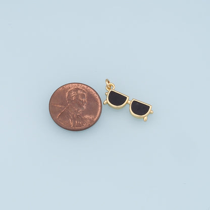 Gold Glasses Charms,18K Gold Filled Glasses Pendant,Sunglasses Charm Bracelet Necklace for DIY Jewelry Making Supply