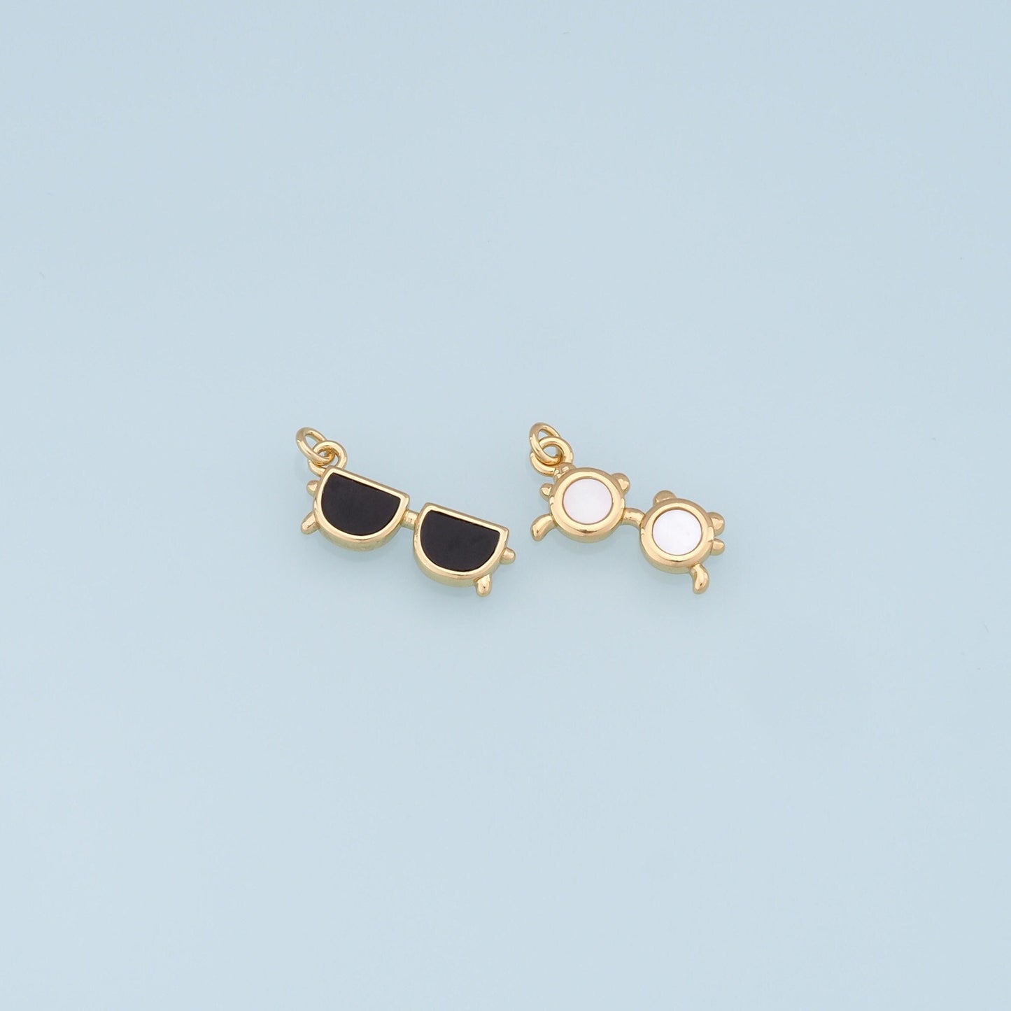 Gold Glasses Charms,18K Gold Filled Glasses Pendant,Sunglasses Charm Bracelet Necklace for DIY Jewelry Making Supply