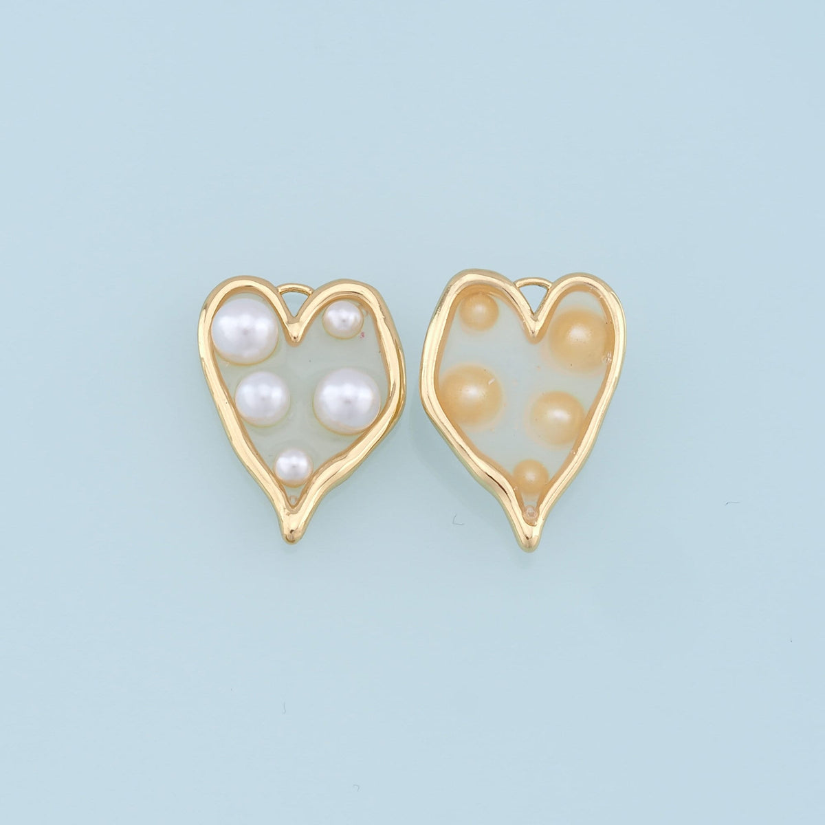 18K Gold Filled Heart Enamel Pearl Charm Pendant for Jewelry Making