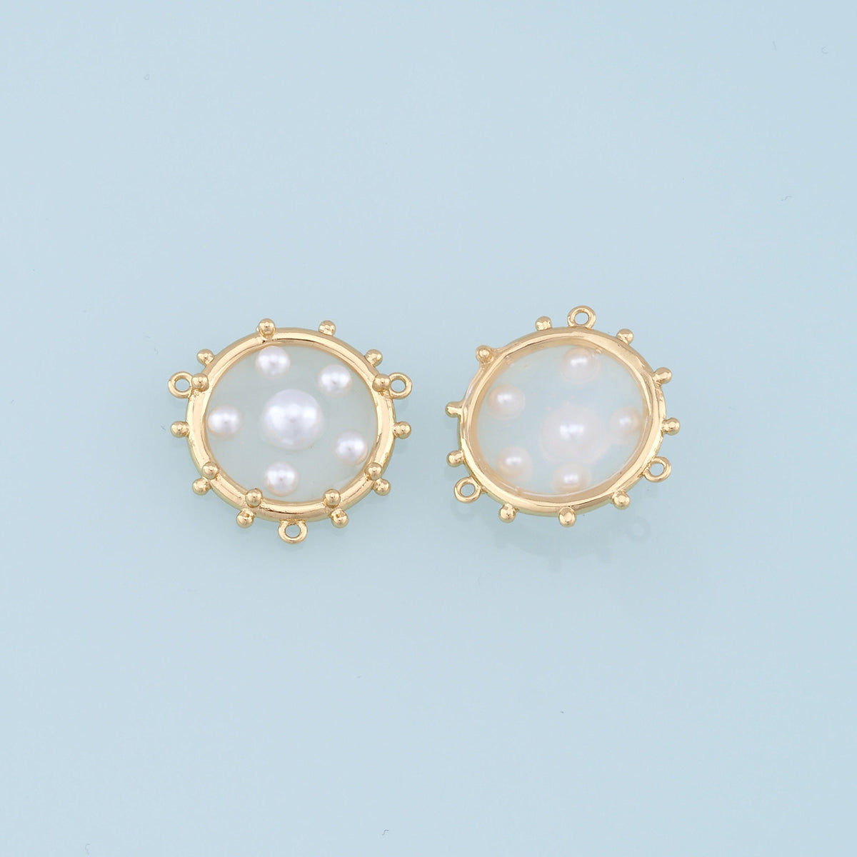 18K Gold Filled Pearl Round Connector for Jewelry Making