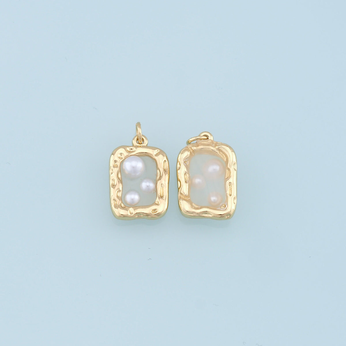 18K Gold Filled Pearl Square Charm Pendant for Jewelry Making