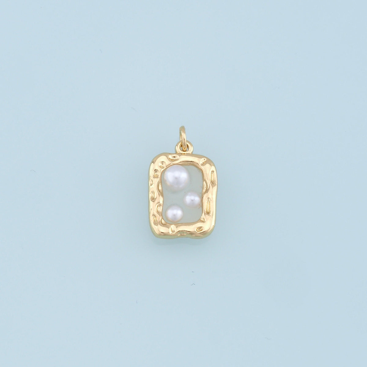 18K Gold Filled Pearl Square Charm Pendant for Jewelry Making